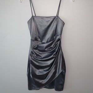 Grey/purple silky cocktail dress
